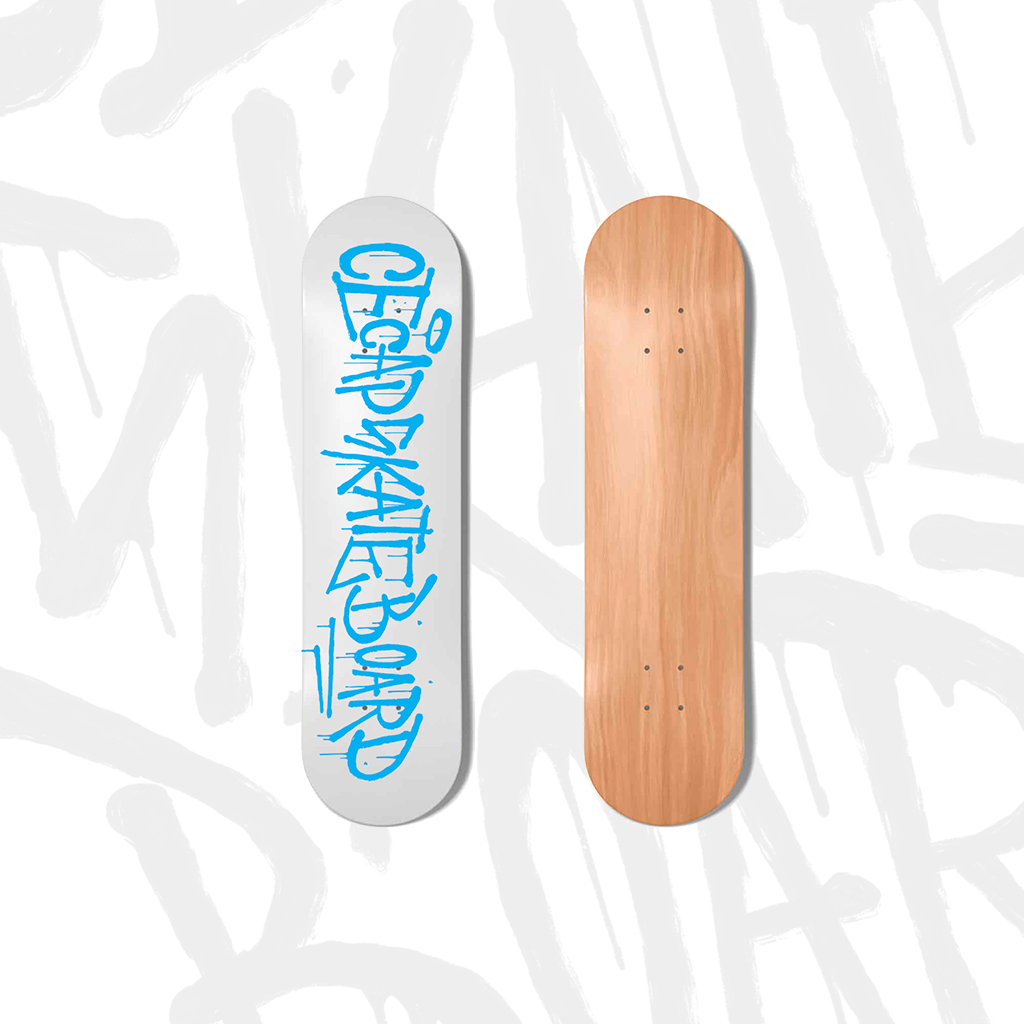 Shape para skate em Marfim ©Cecap Skateboard com Estampa TAG CSB Azul-cecap - Seu shape para qualquer seção.