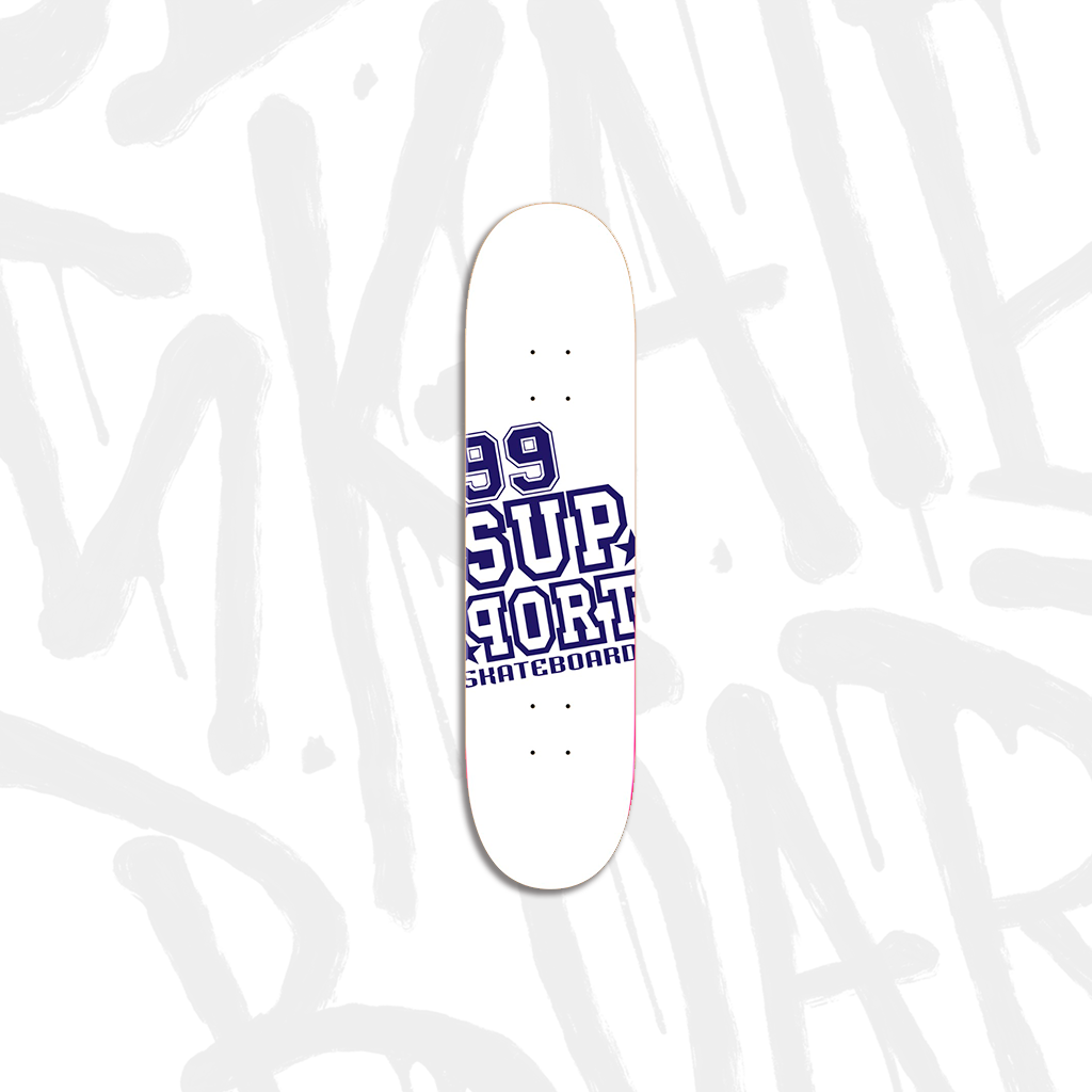 Shape em Maple – marca SUPPORT SKATEBOARD – Estampa SUPPORT 99 BRANCO